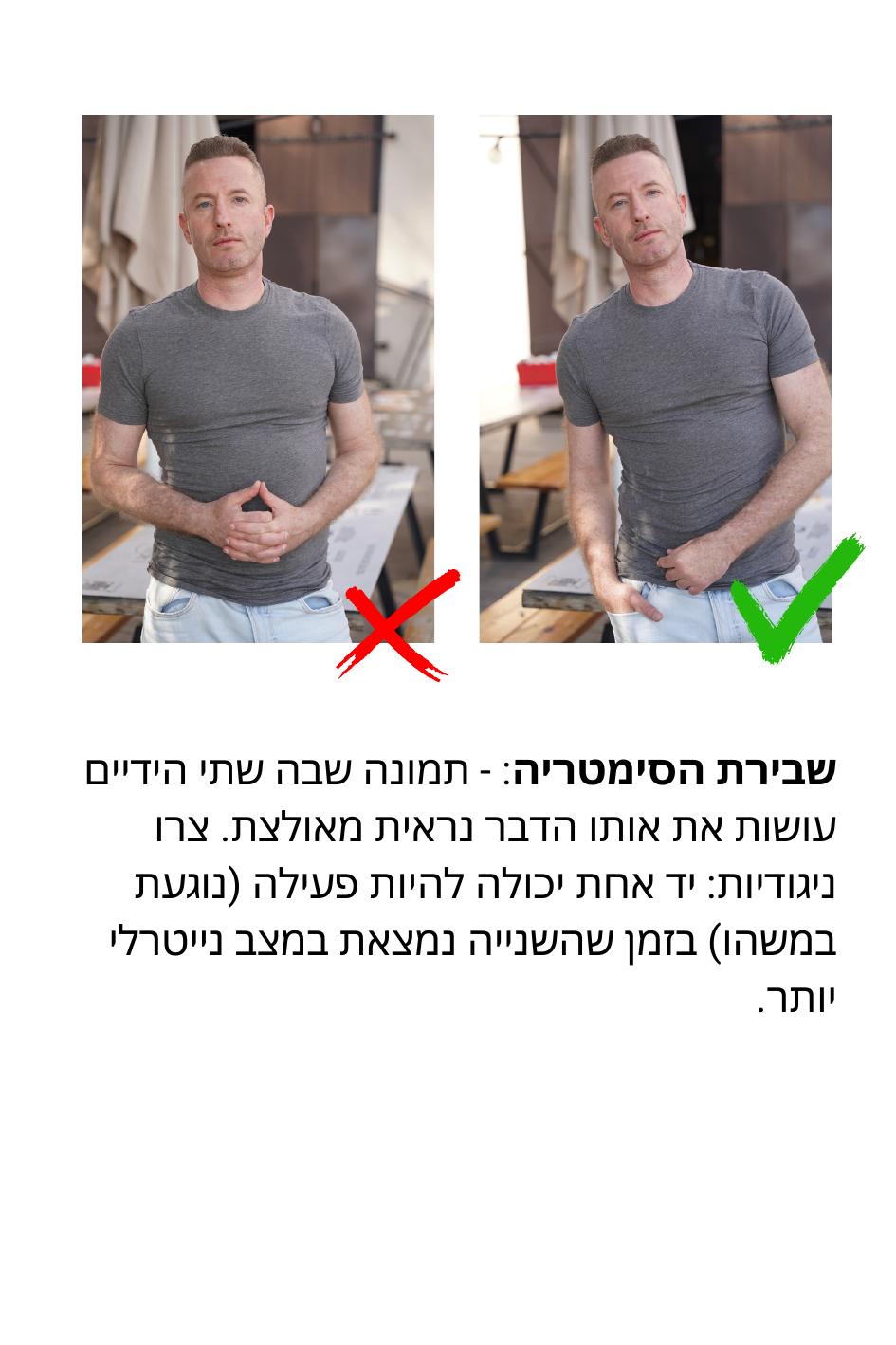 עמוד אמיתי מהחוברת על מיקום הידיים